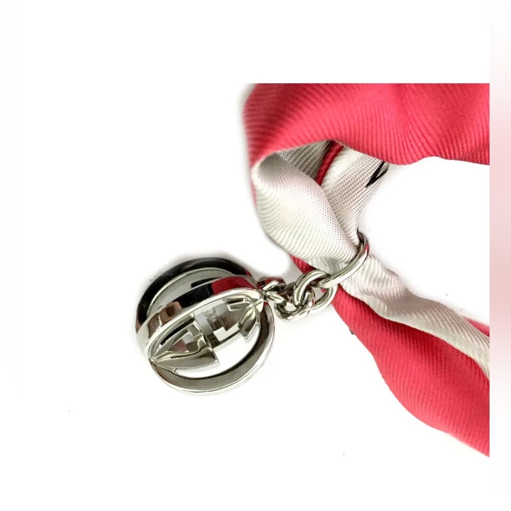 Gucci silk scarf GG monogram cones with scarf ring - Picture 2 of 8